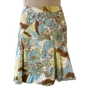 NWT VTG Y2K 2000s Green Blue Brown Floral Skirt Sz 0 Fairycore Forest Fairy